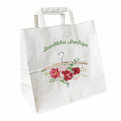 White Flat Handle Shopper Bag With Full Color Printing